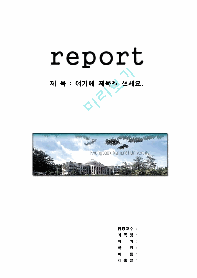 경북대학교 레포트표지   (1 페이지)